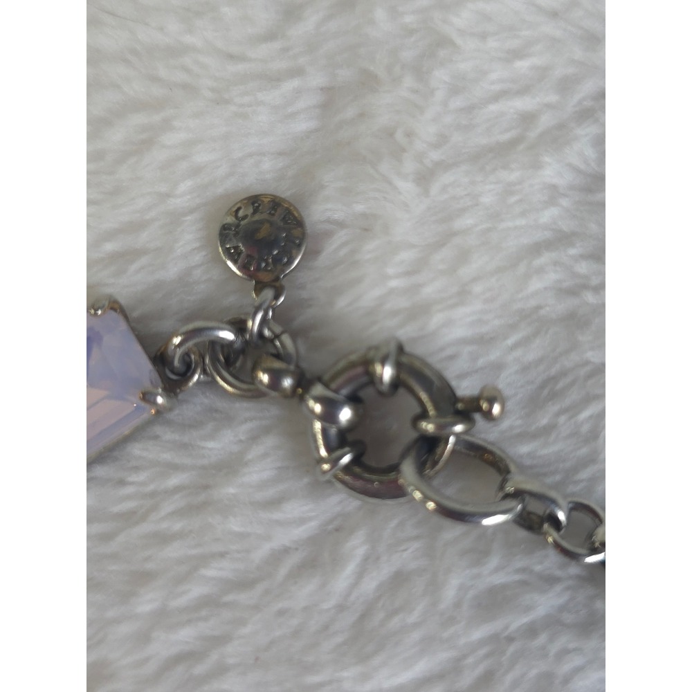 J.Crew Aurora Borealis Iridescent Rhinestone Collet Statement Necklace Silver - Picture 2 of 4